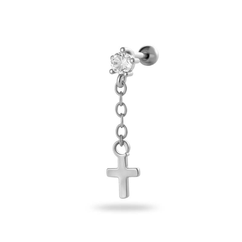 Boucles D'Oreilles Piercing Simples En Forme De Cœur, Couleur Cuivre Et Or, Zircone, Pour Femme, 1 Pièce