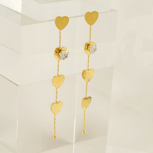 Boucles D'Oreilles Pendantes À Pompon En Acier Inoxydable Étanche Couleur Or h5 Image3