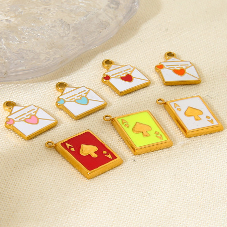 1 paire de pendentifs pour femme en acier inoxydable doré, collection romantique « Sweet Heart » 2