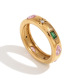 Bague géométrique en forme de larme rectangulaire en zircon et diamant couleur or/numéro 8 Image3