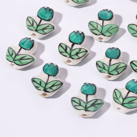 1 pièce de perle de bijoux en céramique de la série verte 2
