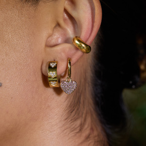 Boucles D'Oreilles Pendantes Rétro En Acier Inoxydable Doré, Imperméables, En Forme De Cœur h5 Image2