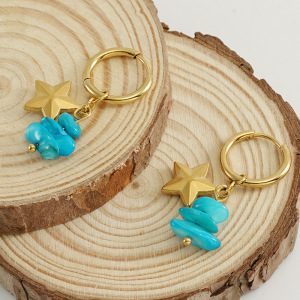 Boucles D'Oreilles En Acier Inoxydable Imperméable Avec Perles Dorées En Forme D'Étoile h5 Image3
