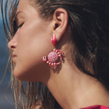 Boucles d'oreilles pendantes en forme de crabe en alliage de vacances