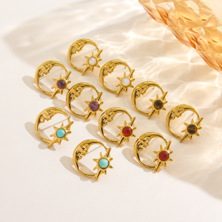 Boucles D'Oreilles Puces Pour Femmes, Style Rétro Géométrique Simple, En Acier Inoxydable Étanche.