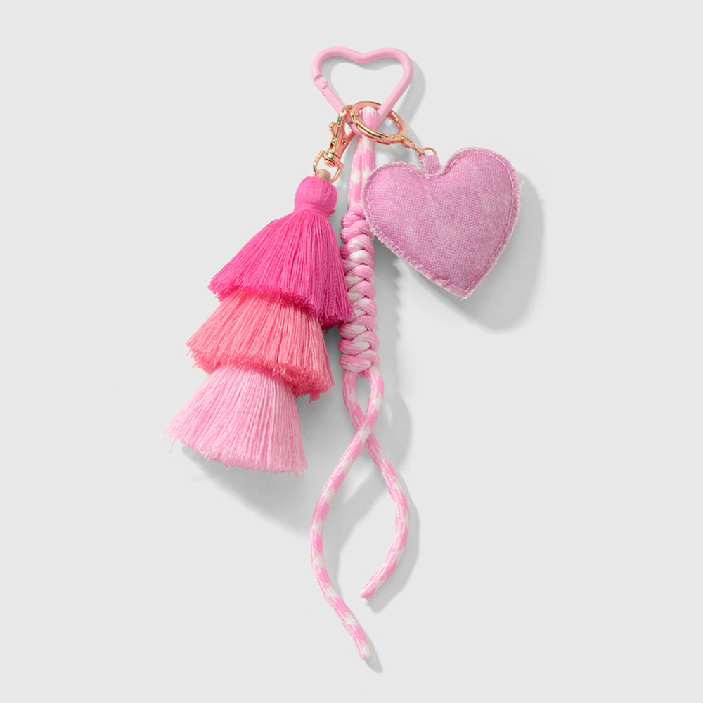 Breloques De Sac En Alliage En Forme De Cœur Et De Pompons 