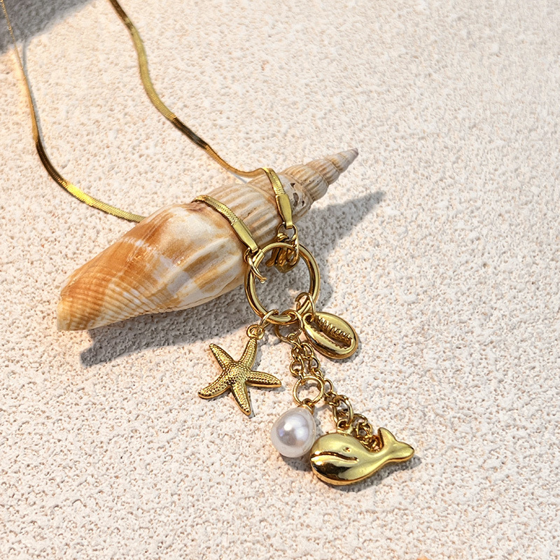 Colliers Pendentifs Oceanic En Acier Inoxydable Étanche Couleur Or Image2