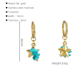 Boucles D'Oreilles En Acier Inoxydable Imperméable Avec Perles Dorées En Forme D'Étoile h5 Image2