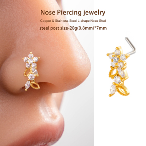 1 Pièce De Clou De Nez En Forme De Fleur En Cuivre Doré Et Zircon Pour Femme h5 Image6