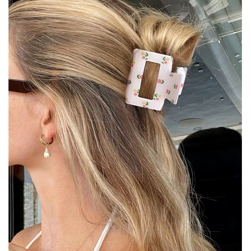 1 Paire De Pinces À Cheveux En Pvc Pour Femme, Série Simple, Motif Floral Décontracté Image2