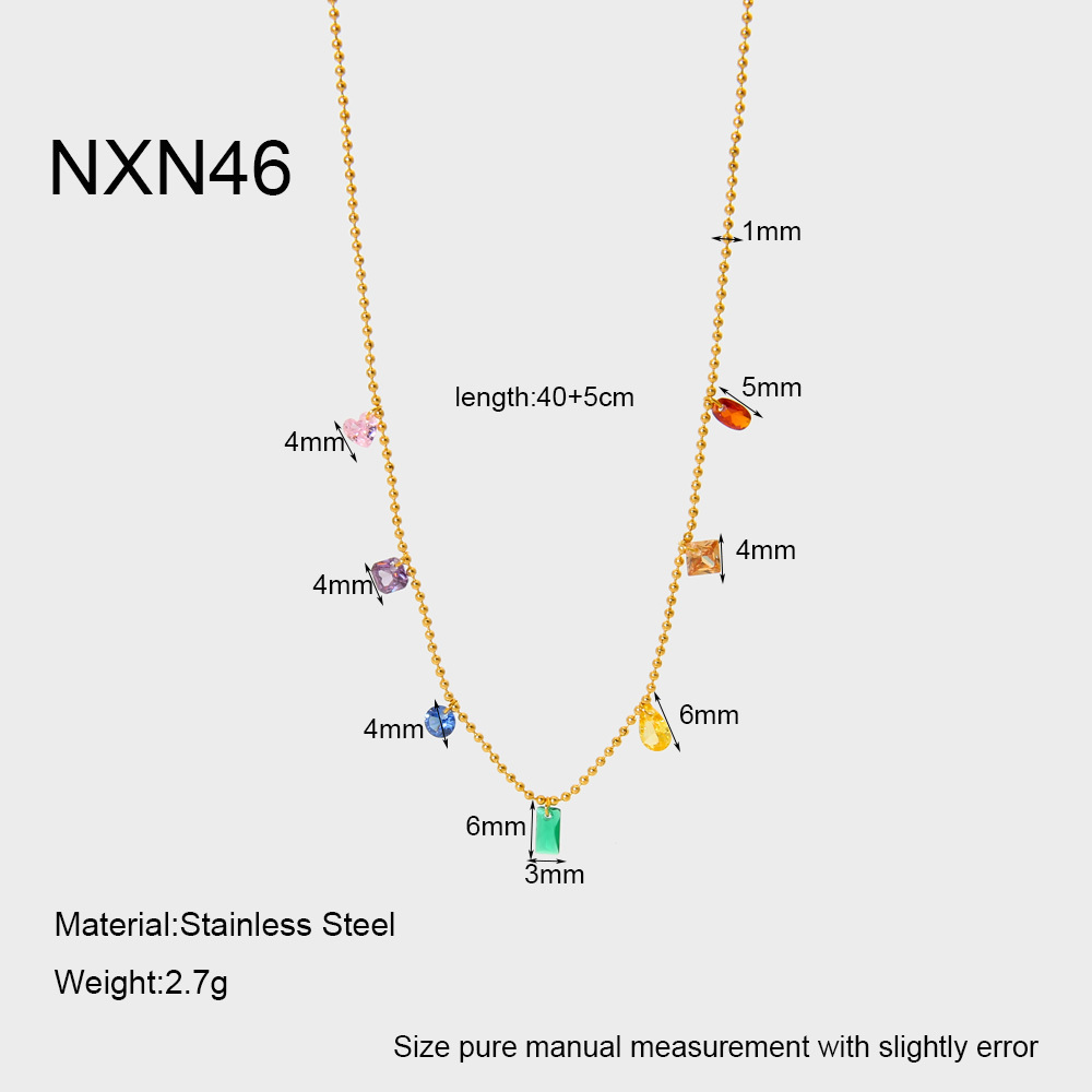 1 Paire De Colliers Pendentifs Géométriques Simples Pour Femmes, En Acier Inoxydable Étanche Couleur Or Avec Zircon 