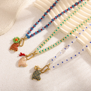 1 Paire De Colliers Pendentifs Pour Femmes, Collection Romantique « Sweet Heart », En Acier Inoxydable Étanche Couleur Or h5 Image4