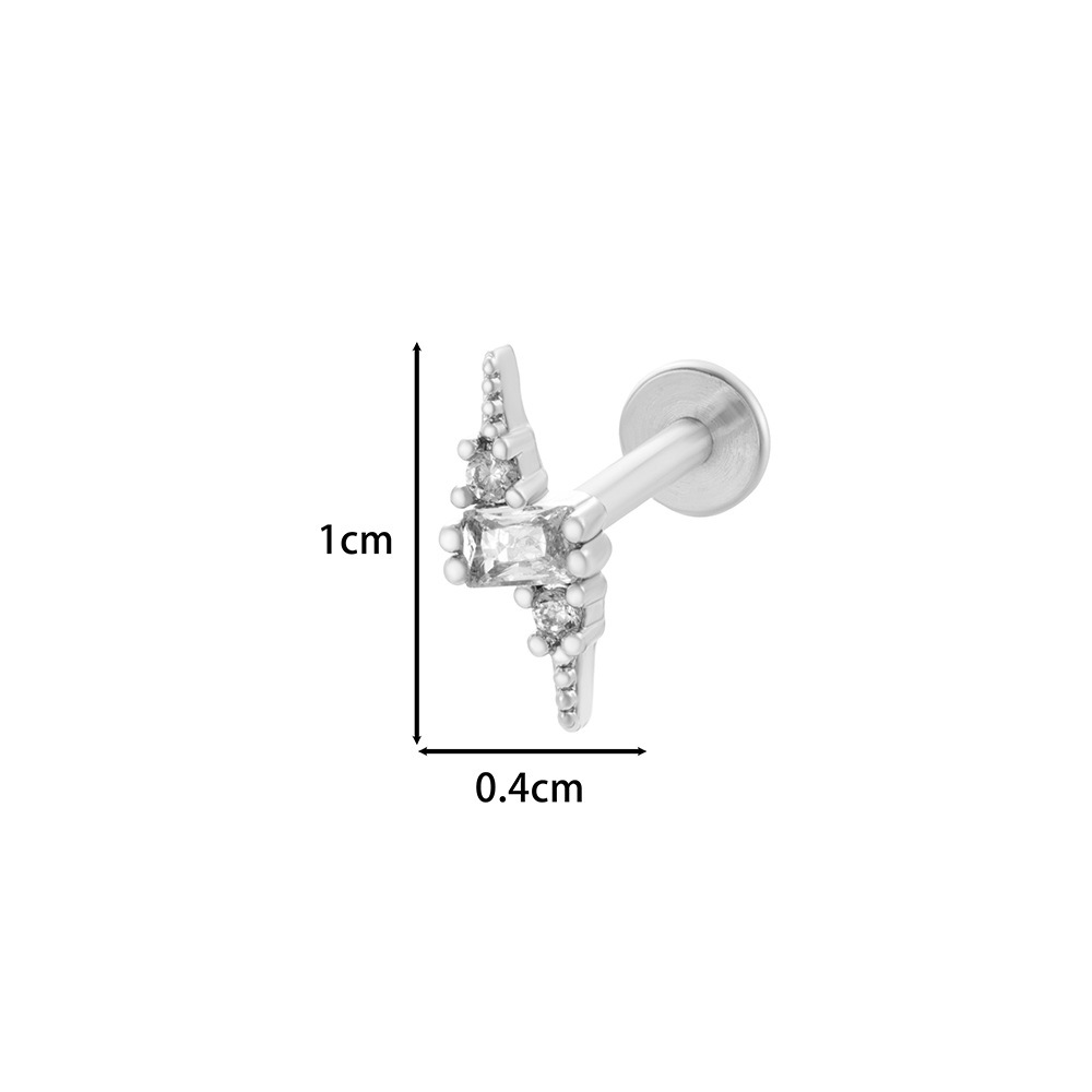 1 Pièce De Boucles D'Oreilles Piercing Pour Femme En Forme De Cœur Simple, Couleur Cuivre Et Or, Zircone h5Image2
