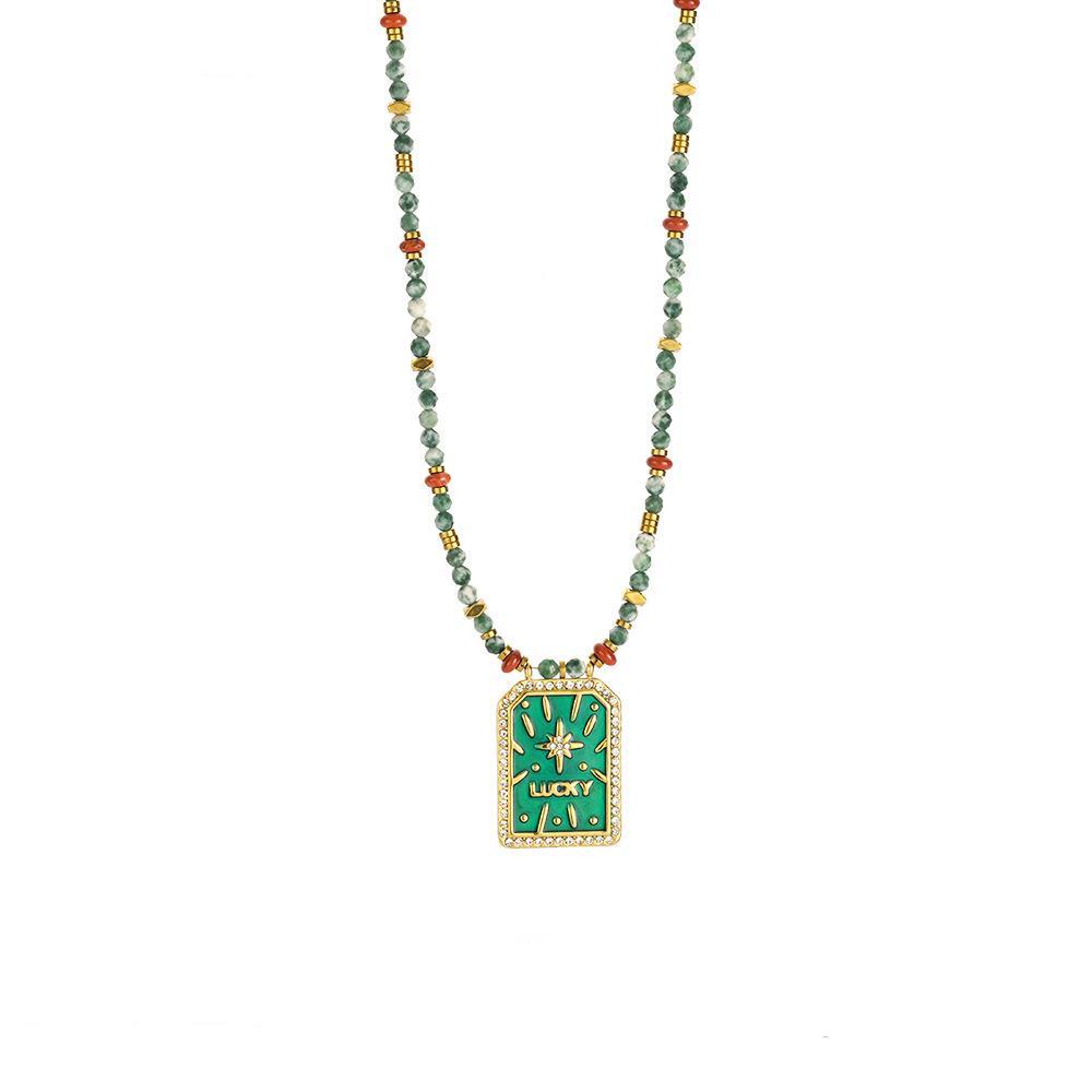 Colliers Pendentifs Pour Femmes En Acier Inoxydable, Pierre Naturelle En Forme De Cœur, Couleur Or, Étanches