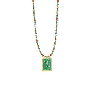 Colliers Pendentifs Pour Femmes En Acier Inoxydable, Pierre Naturelle En Forme De Cœur, Couleur Or, Étanches h5