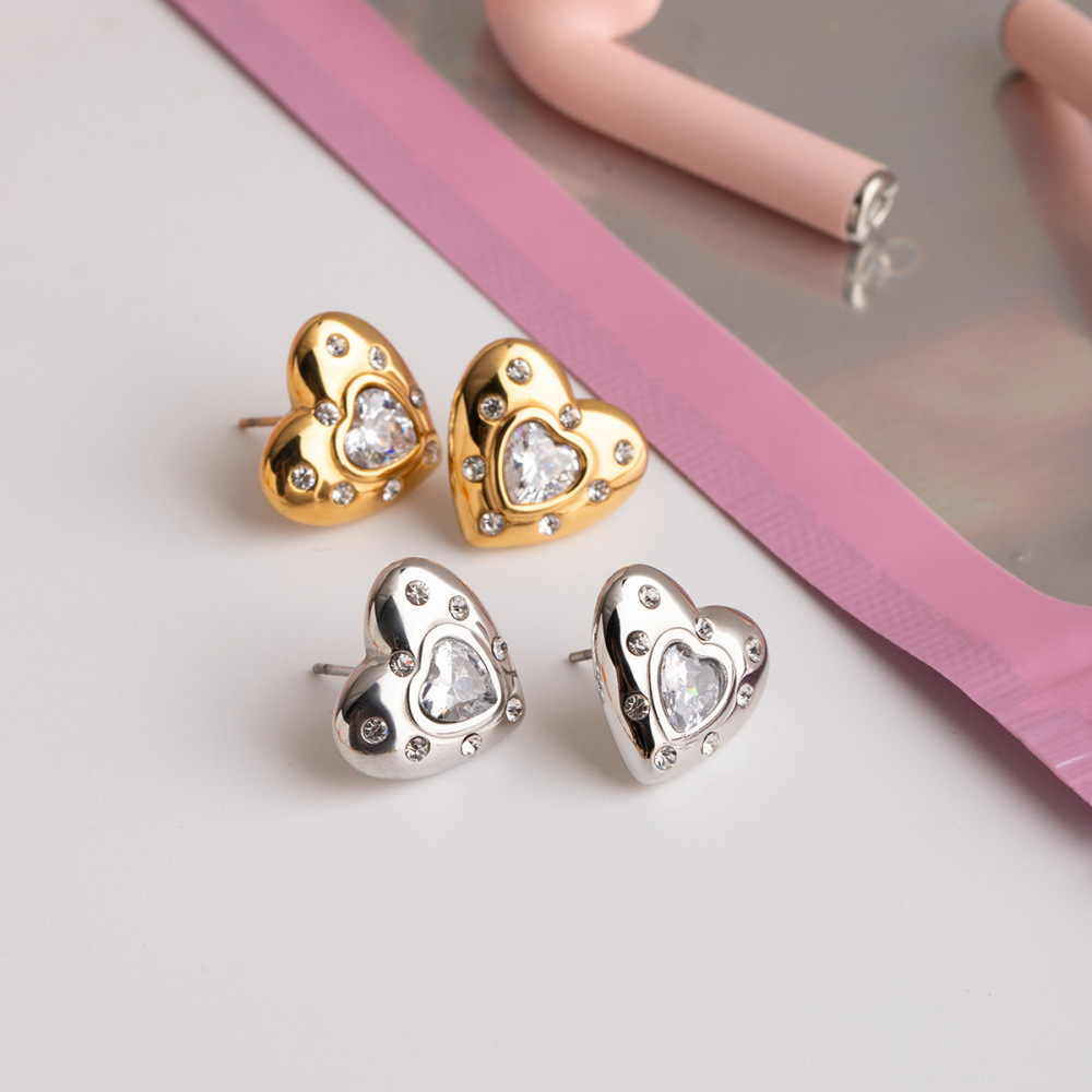 Boucles D'Oreilles Pendantes Rétro En Acier Inoxydable Doré, Imperméables, En Forme De Cœur h5Image8