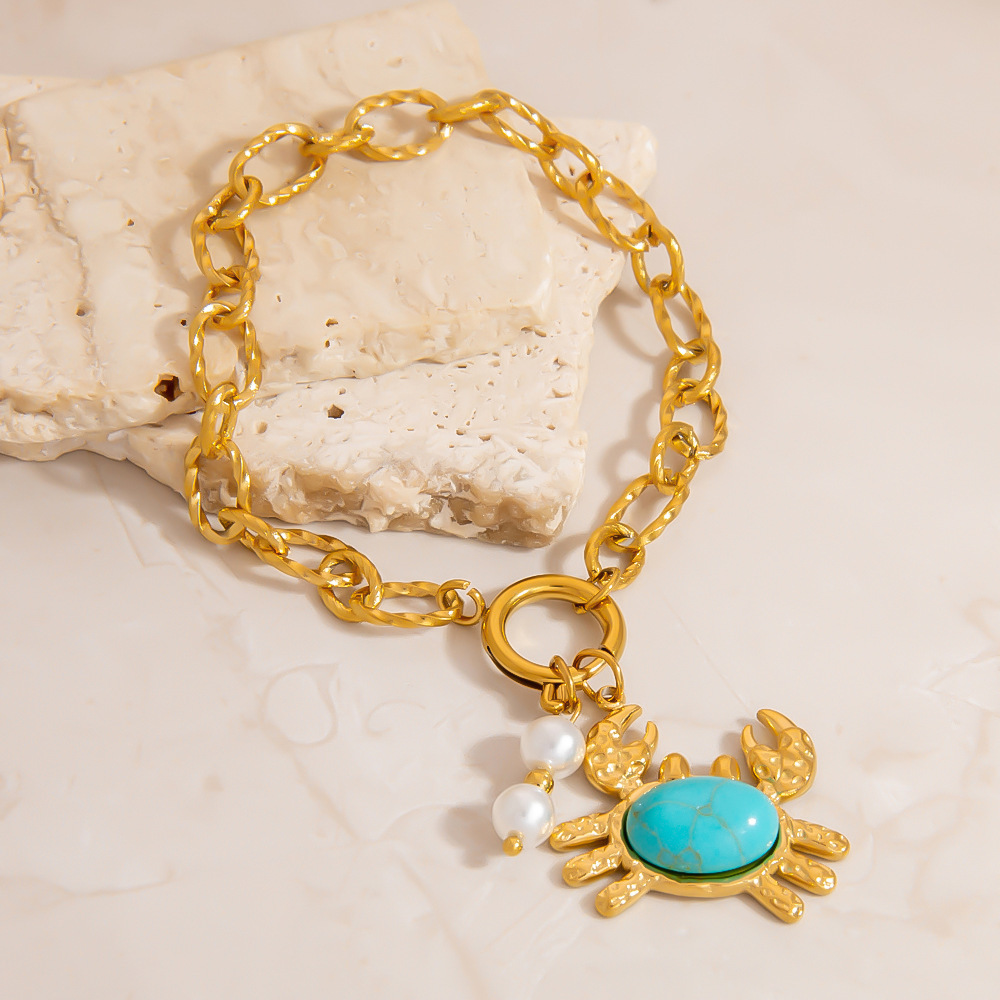 Bracelet Femme Étanche En Acier Inoxydable Avec Petit Crabe Mignon h5Image3