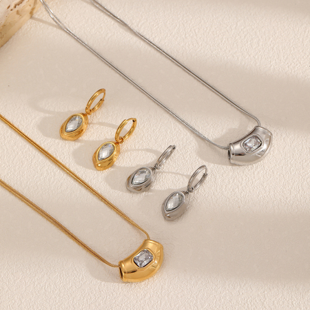 Ensemble de boucles d'oreilles géométriques en acier inoxydable couleur or de style Ins 2
