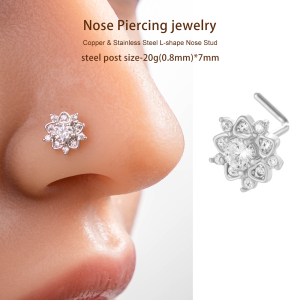 1 Pièce De Clou De Nez Luxueux En Forme De Fleur, Couleur Cuivre Et Or, Serti De Zircons Pour Femme h5 Image6