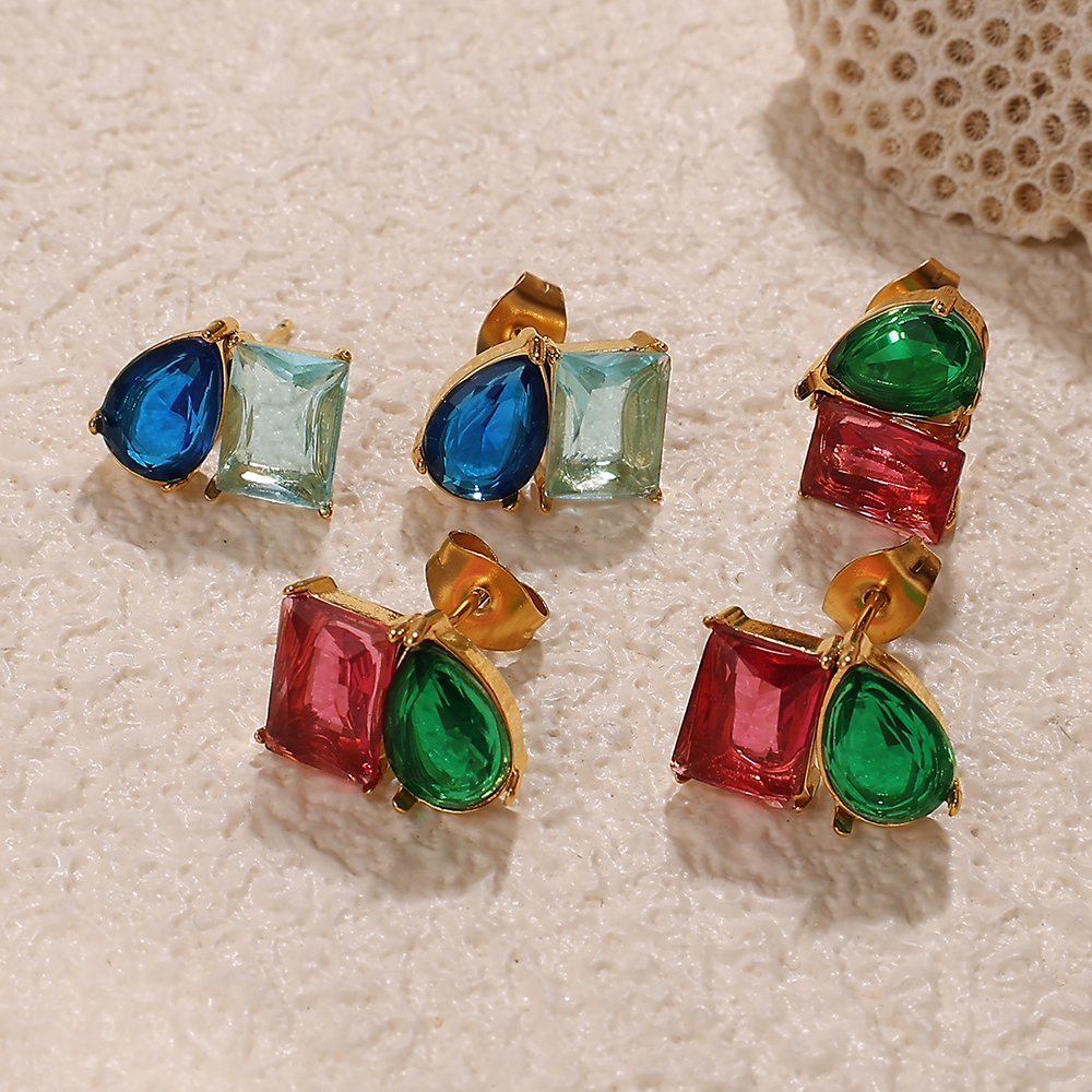 Boucles D'Oreilles Clous En Acier Inoxydable Étanche Couleur Or Image2