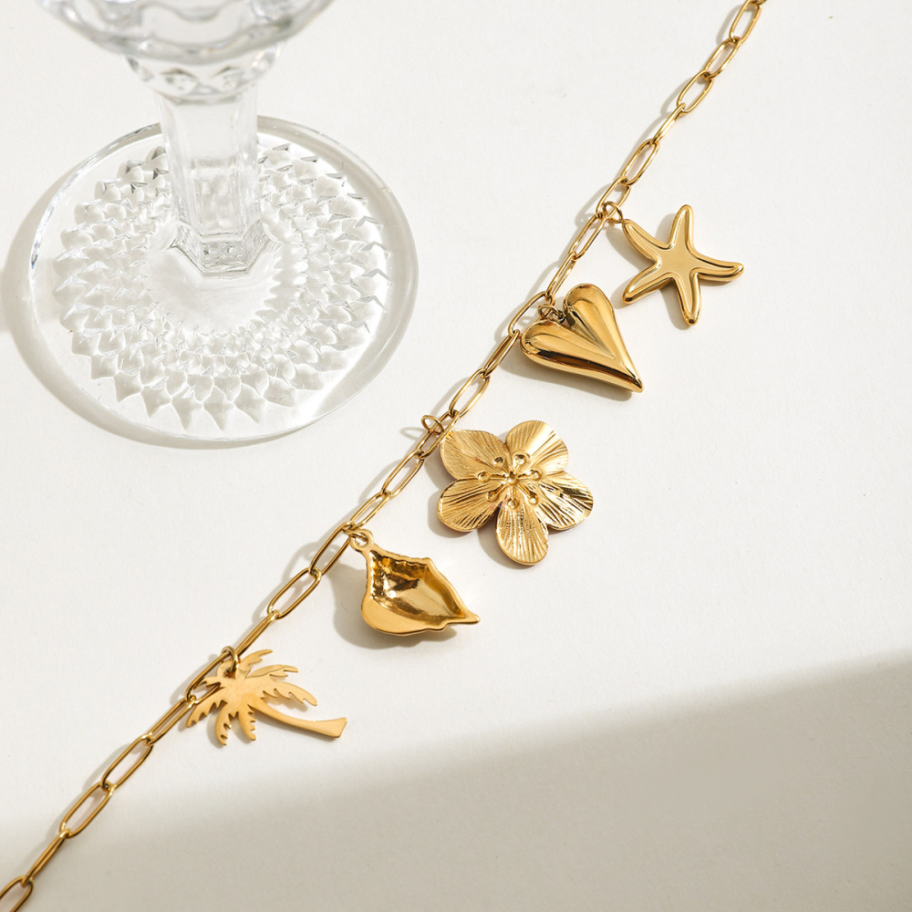 Colliers Pendentifs Sweet Flower En Acier Inoxydable Étanche Couleur Or h5Image5
