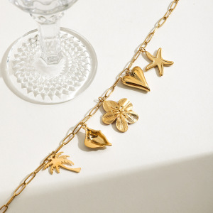 Colliers Pendentifs Sweet Flower En Acier Inoxydable Étanche Couleur Or h5 Image5