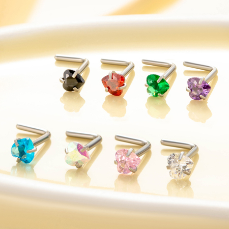 1 pièce Simple Series Simple Heart Piercing de nez pour femme en acier inoxydable étanche, sans placage, avec zircon