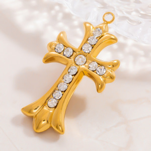 Pendentifs Pour Femmes En Acier Inoxydable, Couleur Or, Étanches, Avec Zircon Et Croix (Divers Modèles) h5 Image3
