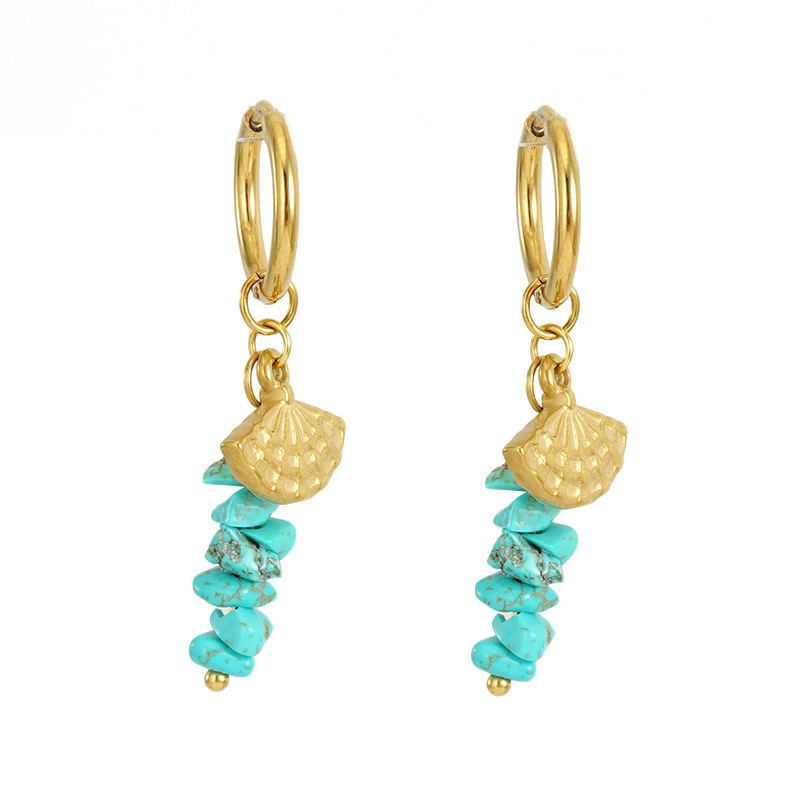 Boucles D'Oreilles Pendantes Classiques En Acier Inoxydable Étanche Couleur Or