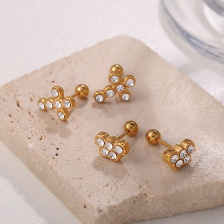 Boucles d'oreilles piercing en acier inoxydable étanche couleur or 2