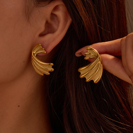 Boucles d'oreilles puces pour femme, collection Simple Series Daily Turtle, en acier inoxydable étanche, couleur or (1 paire).