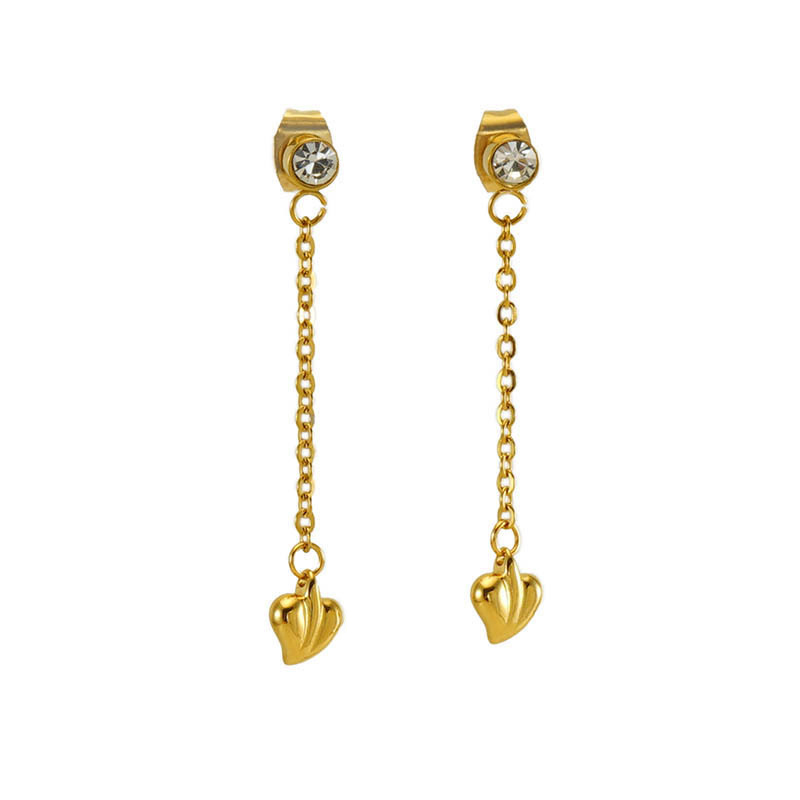 Boucles D'Oreilles Pendantes Classiques En Forme De Cœur, En Acier Inoxydable Étanche, Couleur Or 