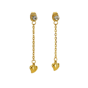 Boucles D'Oreilles Pendantes Classiques En Forme De Cœur, En Acier Inoxydable Étanche, Couleur Or h5 