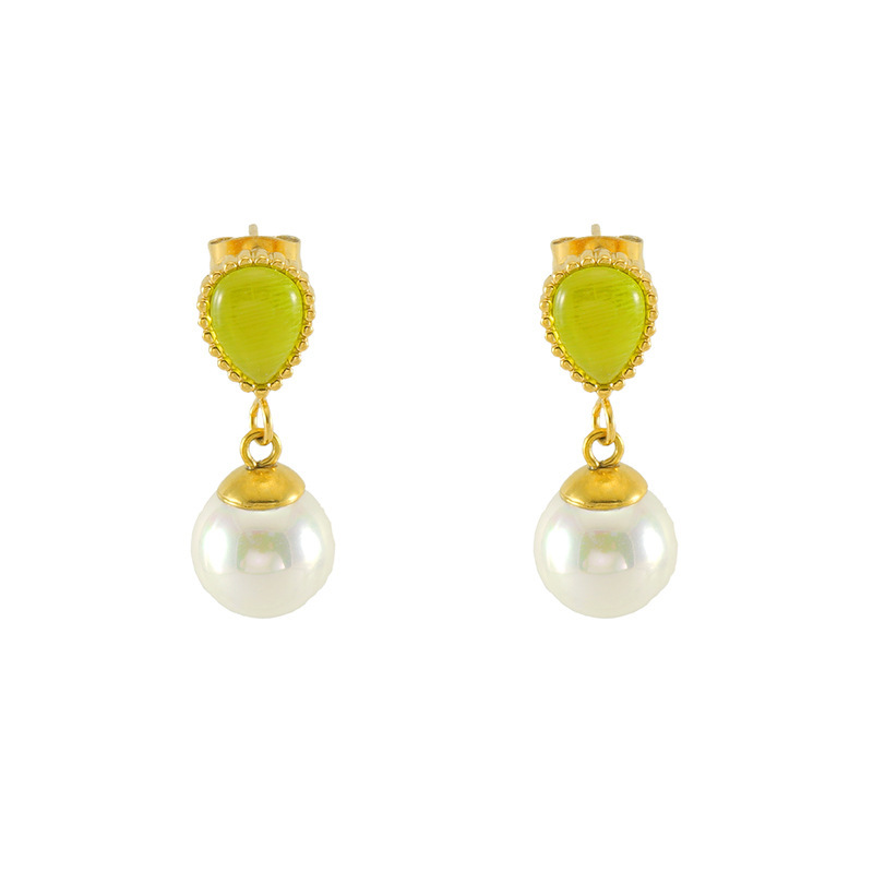Boucles D'Oreilles Pendantes Élégantes En Acier Inoxydable Étanche Couleur Or 