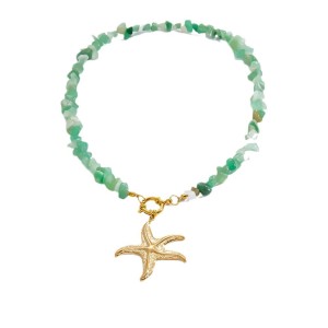 Colliers Pendentifs Pour Femmes En Acier Inoxydable, Couleur Or, Avec Étoile De Mer Et Pierre Naturelle h5 Image6