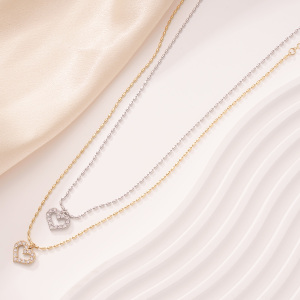 Colliers Pendentifs Pour Femmes En Acier Inoxydable Doré, Motif Cœur Sculpté Classique h5 Image6