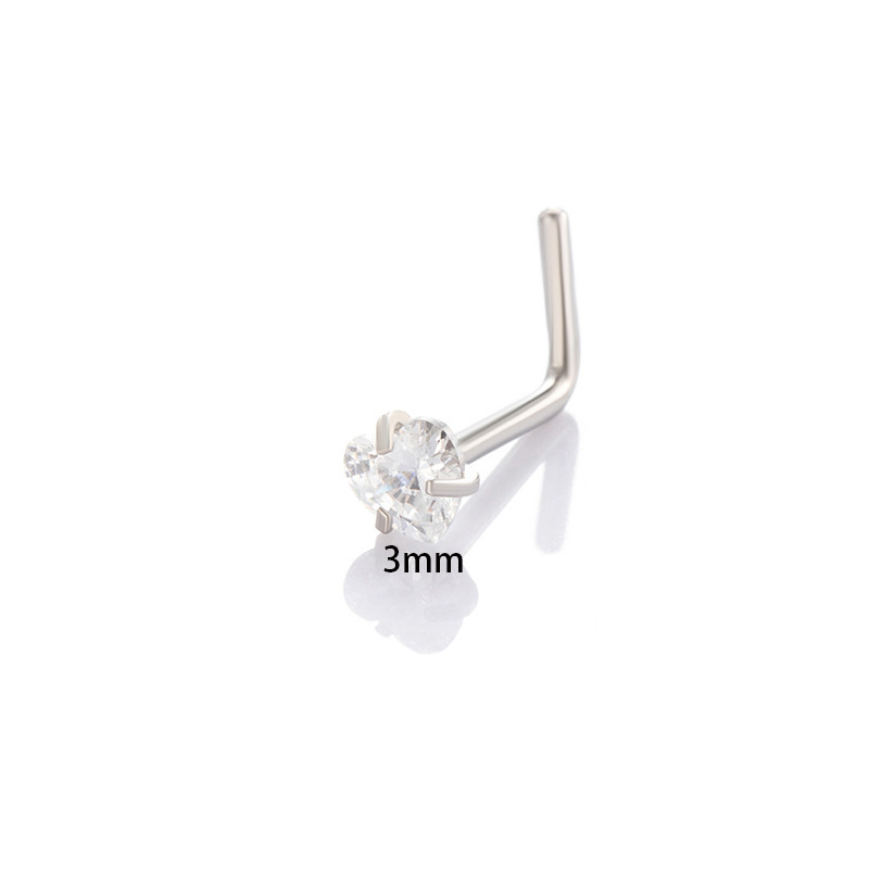 1 Pièce Simple Series Simple Heart Piercing De Nez Pour Femme En Acier Inoxydable Étanche, Sans Placage, Avec Zircon Image5