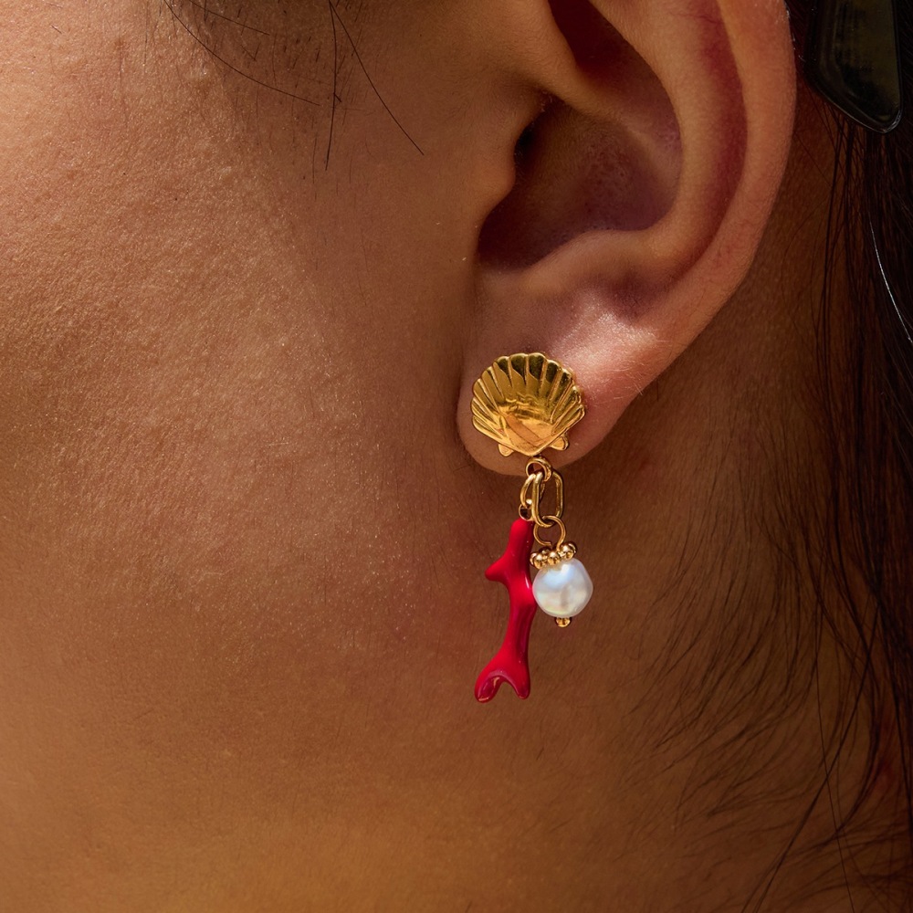Boucles D'Oreilles Pendantes En Acier Inoxydable Couleur Or Ins Style Image5
