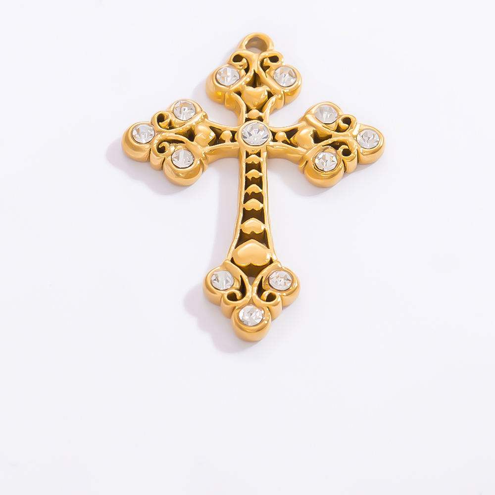 Pendentifs Pour Femmes En Acier Inoxydable, Couleur Or, Étanches, Avec Zircon Et Croix (Divers Modèles)