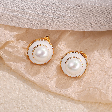 Boucles d'oreilles élégantes en acier inoxydable étanche couleur or