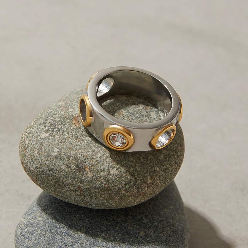 Bague Tendance Style Punk En Acier Inoxydable Étanche, Couleurs Mélangées Image3