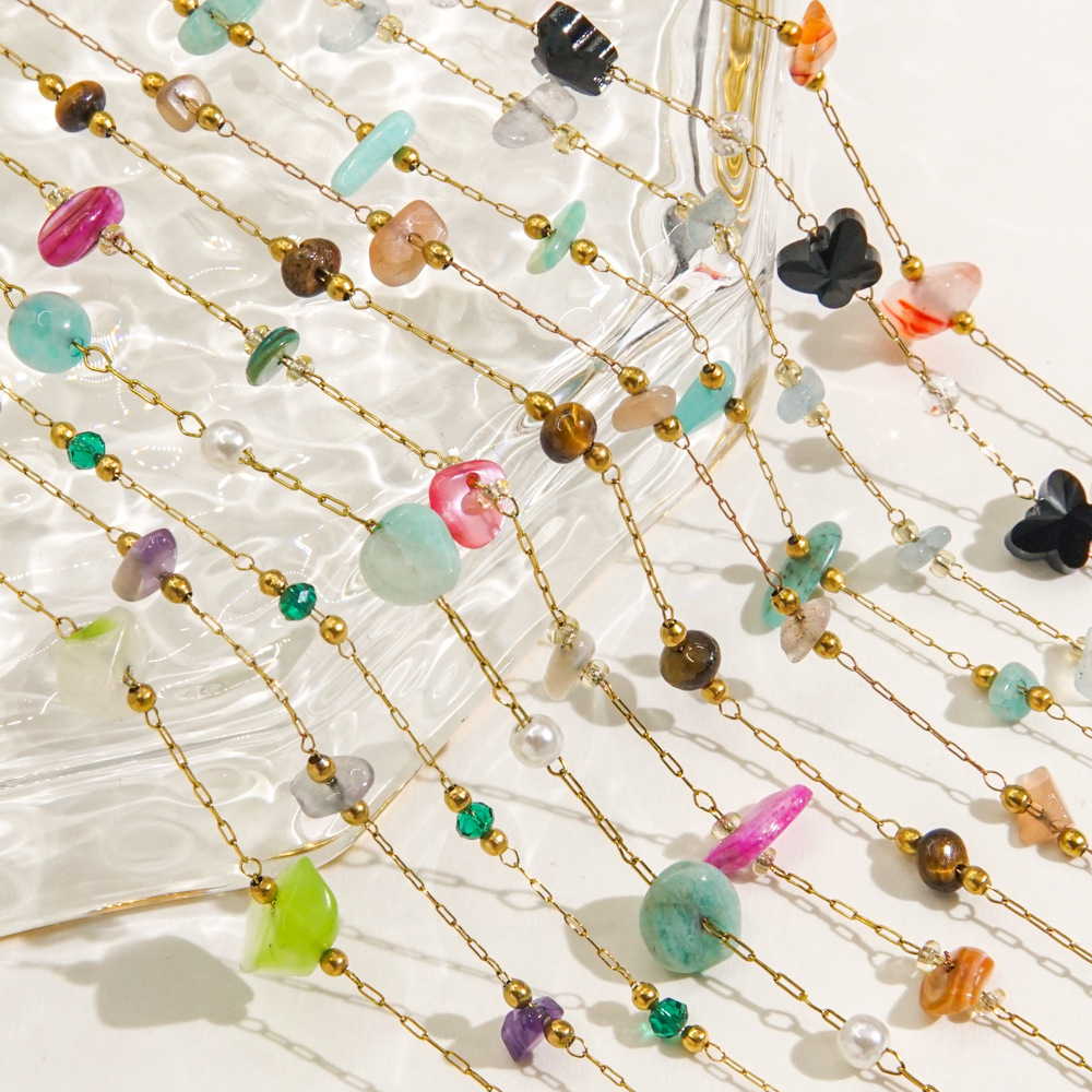 Colliers Pour Femmes Faits Main En Perles De Pierre Naturelle Multicolores Image2