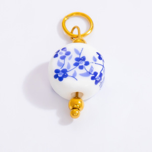 Pendentifs Pour Femmes En Porcelaine Bleue Et Blanche, Acier Inoxydable, Couleur Or, Étanches h5 Image5