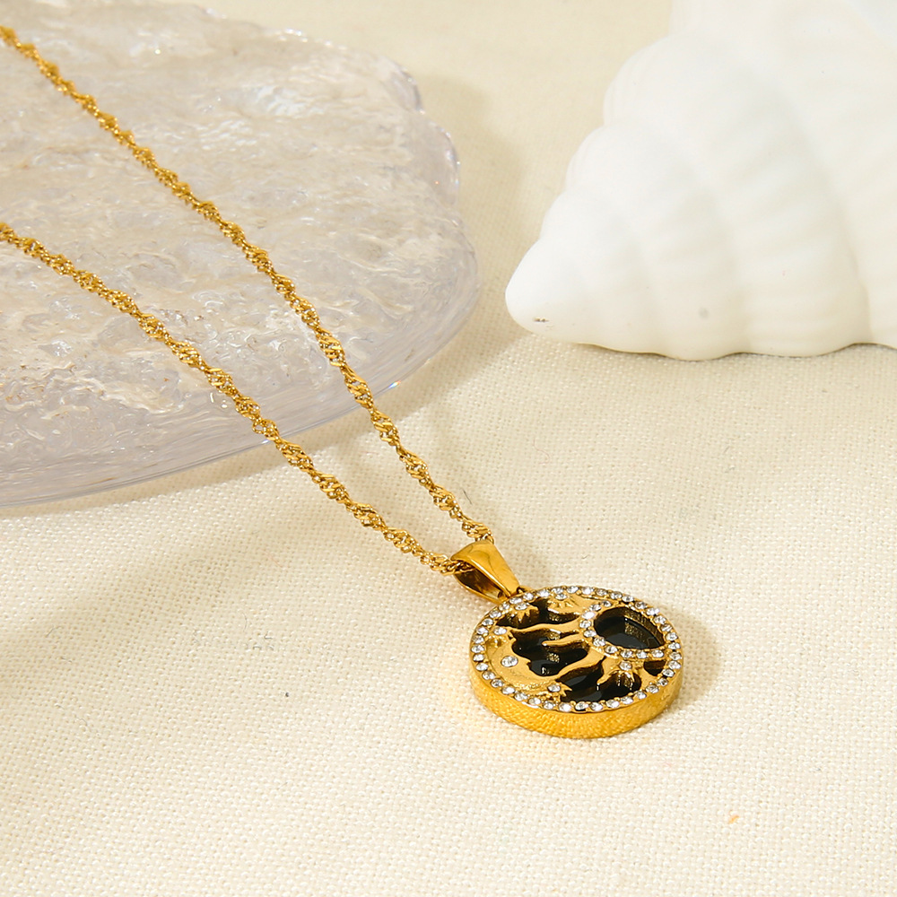Colliers Pendentifs De Luxe En Acier Inoxydable Couleur Or, Motif Lune Image4