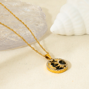 Colliers Pendentifs De Luxe En Acier Inoxydable Couleur Or, Motif Lune h5 Image4