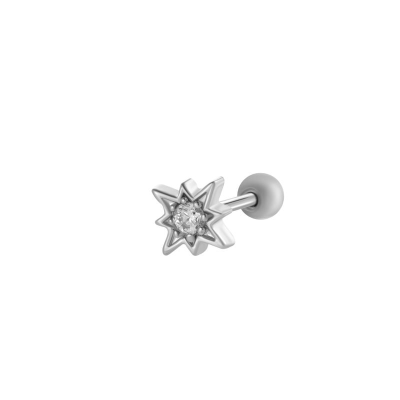1 Pièce De Boucles D'Oreilles Piercing Pour Femme, Série Simple, Soleil/Lune, Cuivre, Couleur Or, Zircon 