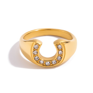 Bague Minimaliste En Acier Inoxydable Étanche Couleur Or, Forme En U h5 