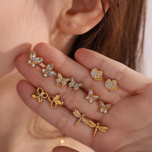Boucles D'Oreilles Piercing Animaux En Acier Inoxydable Étanche Couleur Or h5 Image3