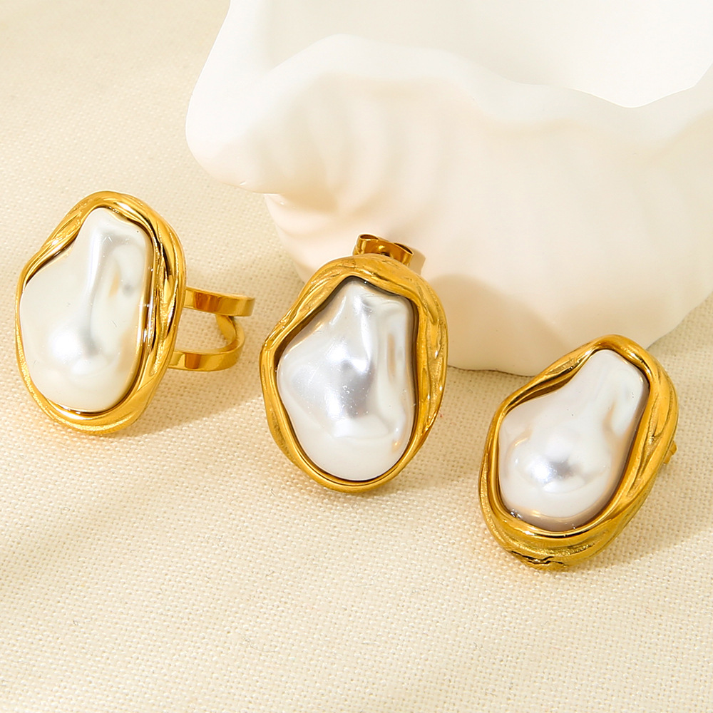 Ensembles De Bijoux Pour Femmes En Acier Inoxydable Imperméable Et Perles De La Série Elegant h5Image3