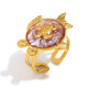 Bague ouverte en coquille brisée à l'huile de tortue - Or violet 